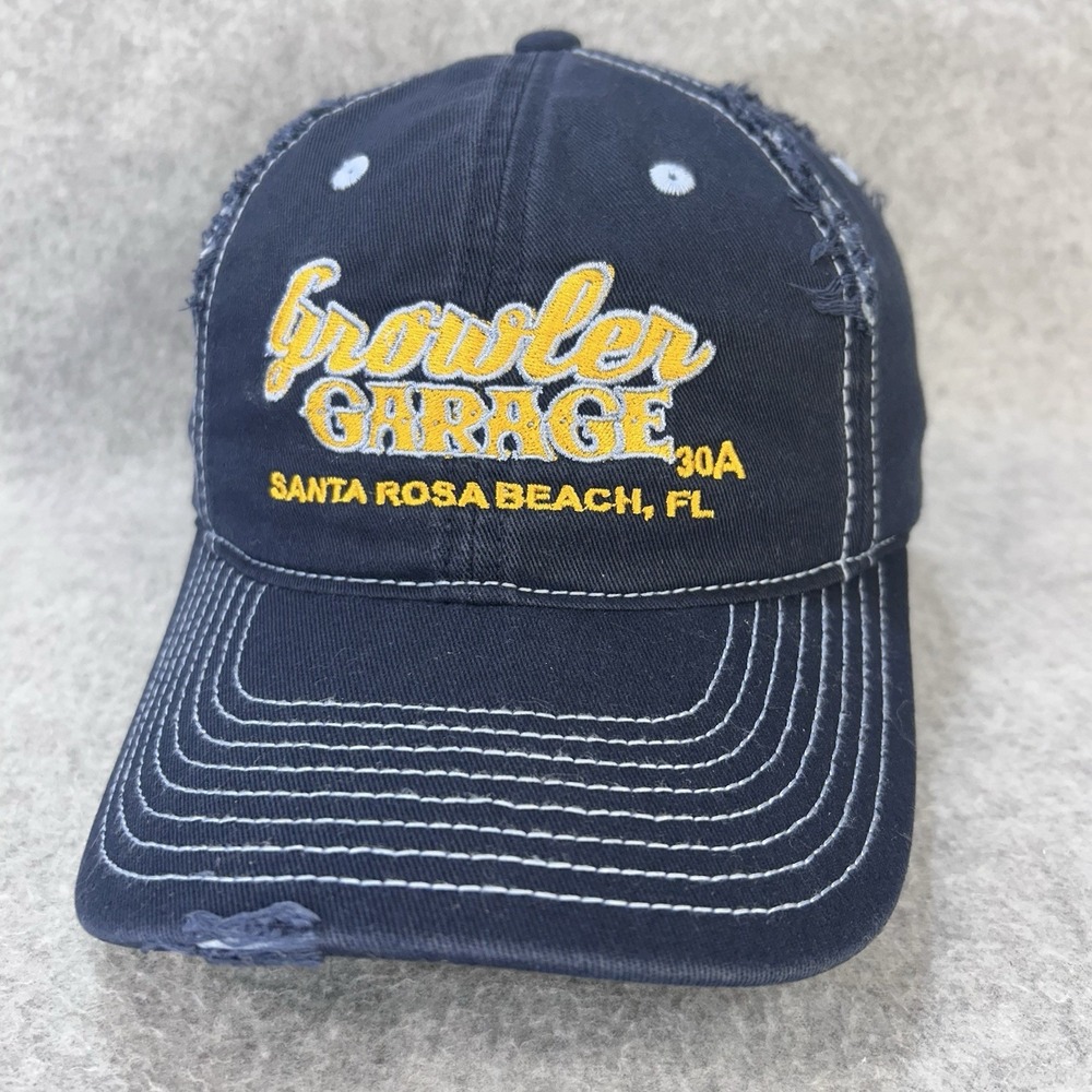 Growler Garage 30A Santa Rosa Beach FL Distressed Baseball Cap Strapback